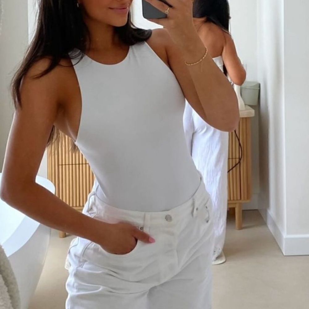 White high neck bodysuit